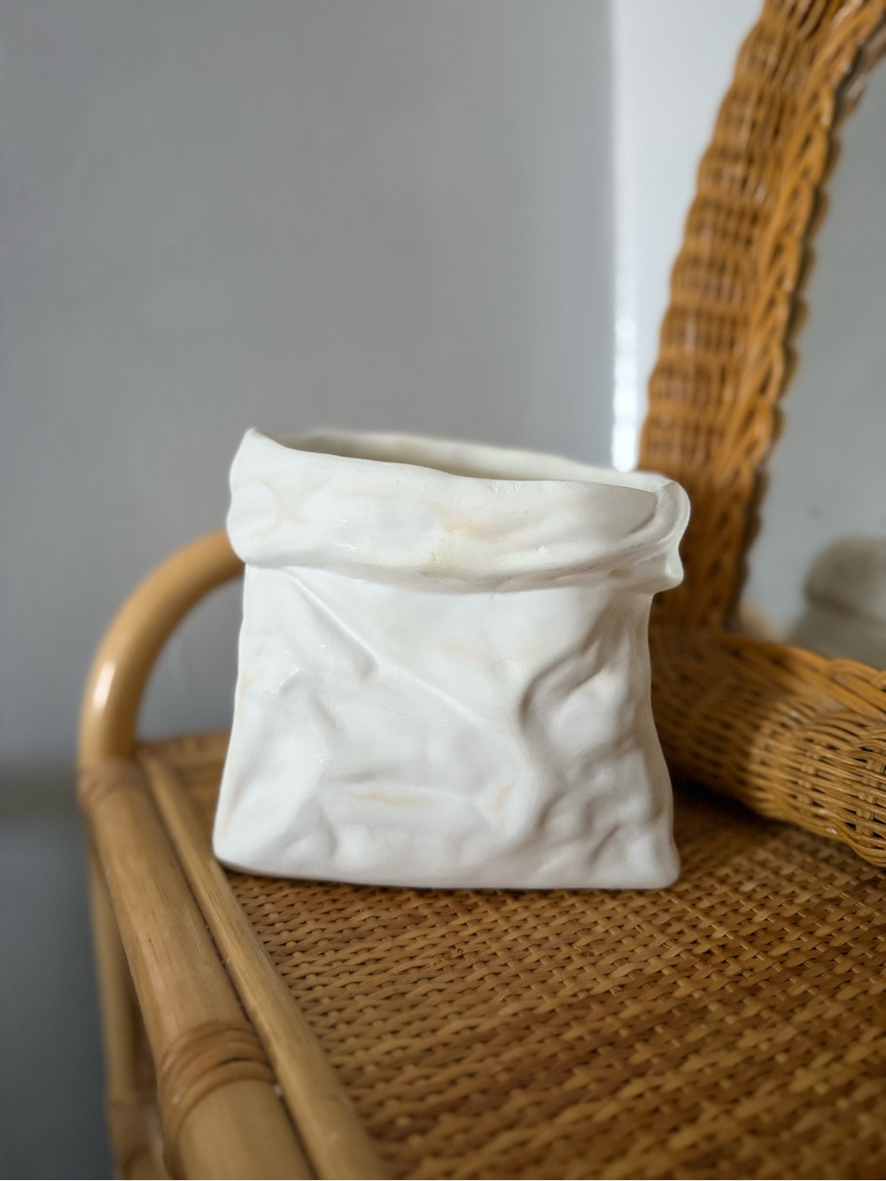 CERAMIC | “paper bag” vase / planter